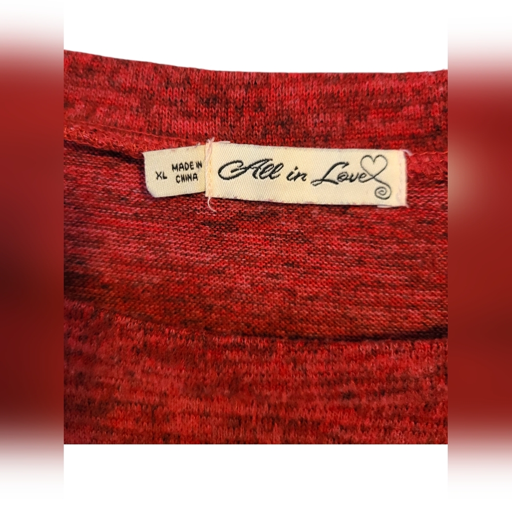 Women's Red Button-Accent Knit Top XL lightweight sweater - Picture 5 of 6